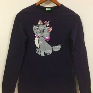 CUTE Marie Sequin Disney Shirt 🐱